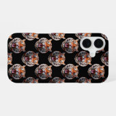 Tiger Head Pattern Design - Zwart iPhone 16 Hoesje (Achterkant horizontaal)