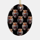 Tiger Head Pattern Design - Zwart Keramisch Ornament (Rechts)