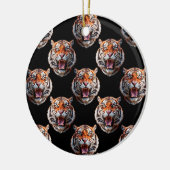 Tiger Head Pattern Design - Zwart Keramisch Ornament (Links)