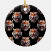 Tiger Head Pattern Design - Zwart Keramisch Ornament (Achterkant)