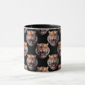 Tiger Head Pattern Design - Zwart Mok (Midden)