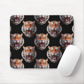 Tiger Head Pattern Design - Zwart Muismat (Met muis)