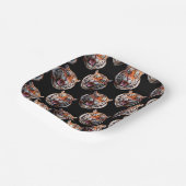 Tiger Head Pattern Design - Zwart Papieren Bordje (Gebogen)