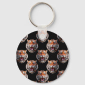 Tiger Head Pattern Design - Zwart Sleutelhanger (Achterkant)