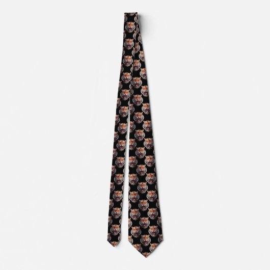 Tiger Head Pattern Design - Zwart Stropdas (Achterkant)