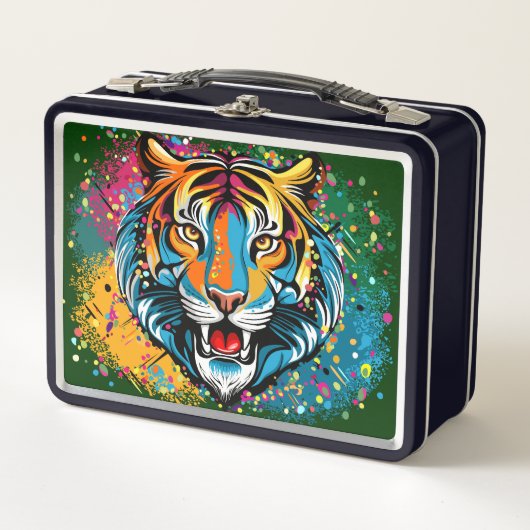 Tiger Head Rainbow colors paint stains (Voorkant)