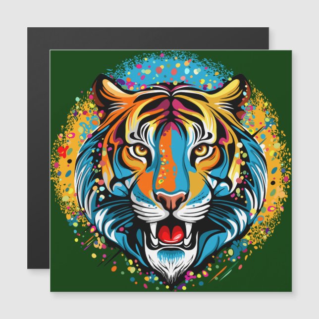 Tiger Head Rainbow colors paint stains (Voorkant / Achterkant)