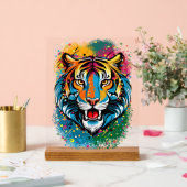 Tiger Head Rainbow colors paint stains Acryl Bord (Huwelijk)