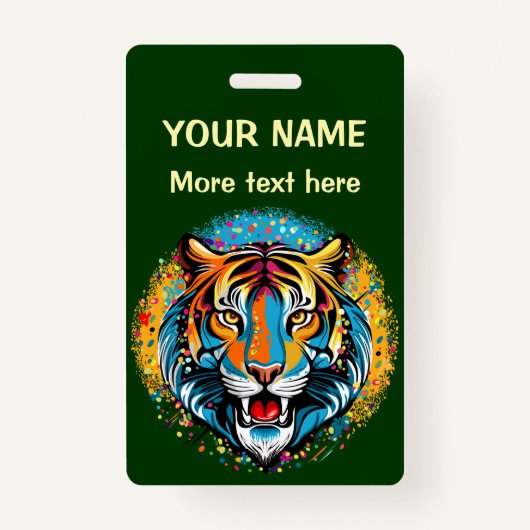 Tiger Head Rainbow colors paint stains Badge (Voorkant)