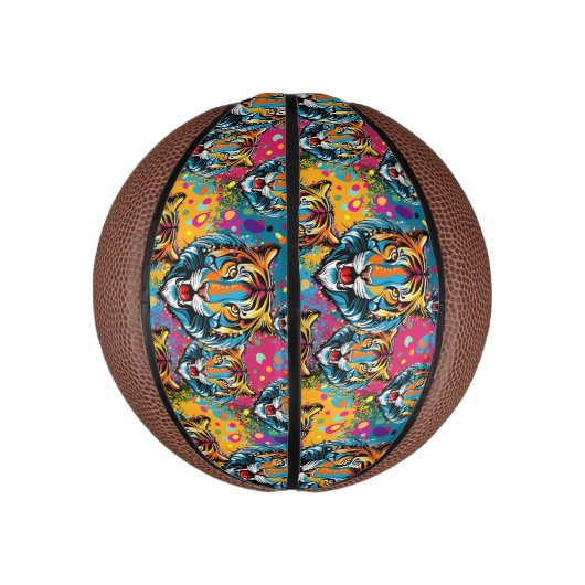 Tiger Head Rainbow colors paint stains Basketbal (Verticaal)