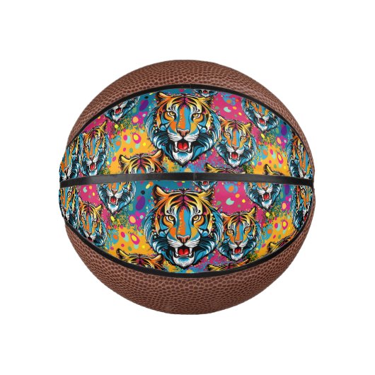 Tiger Head Rainbow colors paint stains Basketbal (Voorkant)