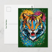 Tiger Head Rainbow colors paint stains Briefkaart (Voorkant / Achterkant)