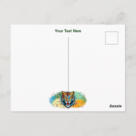 Tiger Head Rainbow colors paint stains Briefkaart (Achterkant)