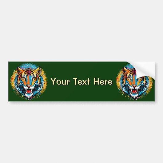 Tiger Head Rainbow colors paint stains Bumpersticker (Voorkant)