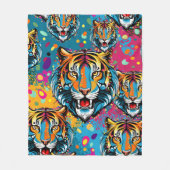 Tiger Head Rainbow colors paint stains Fleece Deken (Voorkant)
