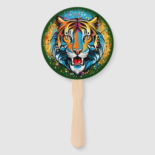 Tiger Head Rainbow colors paint stains Handwaaier (Voorkant)
