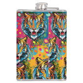 Tiger Head Rainbow colors paint stains Heupfles (Achterkant)