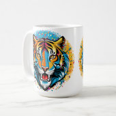 Tiger Head Rainbow colors paint stains Koffiemok (Voorkant links)