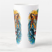 Tiger Head Rainbow colors paint stains Latte Mok (Voorkant)