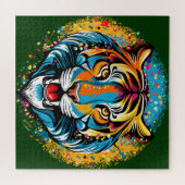 Tiger Head Rainbow colors paint stains Legpuzzel (Horizontaal)