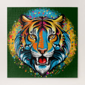 Tiger Head Rainbow colors paint stains Legpuzzel (Verticaal)