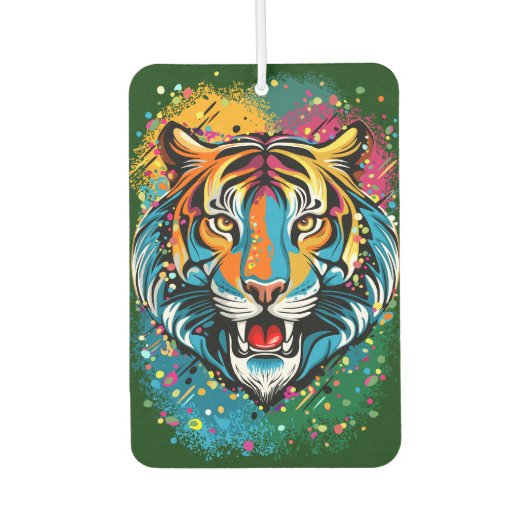 Tiger Head Rainbow colors paint stains Luchtverfrisser (Voorkant)