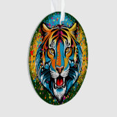 Tiger Head Rainbow colors paint stains Ornament (voorkant)