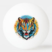 Tiger Head Rainbow colors paint stains Pingpongbal (Achterkant)
