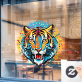 Tiger Head Rainbow colors paint stains Raamsticker (Cafe Raam)