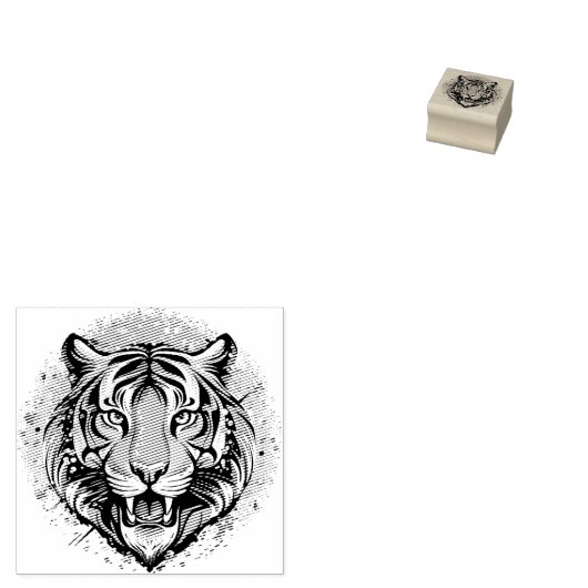 Tiger Head Rainbow colors paint stains Rubberstempel (Gestempeld)