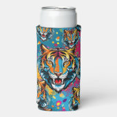 Tiger Head Rainbow colors paint stains Seltzer Blikjeskoeler (Seltzer Voorkant)