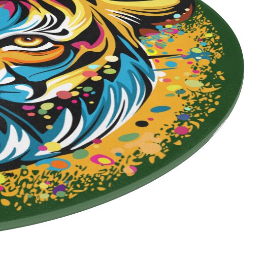 Tiger Head Rainbow colors paint stains Snijplank (Hoek)