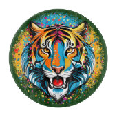 Tiger Head Rainbow colors paint stains Snijplank (Voorkant)