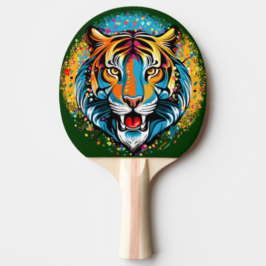 Tiger Head Rainbow colors paint stains Tafeltennisbatje (Voorkant)