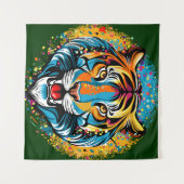Tiger Head Rainbow colors paint stains Wandkleed (Voorkant (horizontaal))