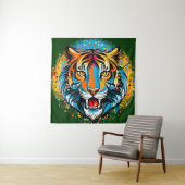 Tiger Head Rainbow colors paint stains Wandkleed (In situ)