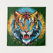 Tiger Head Rainbow colors paint stains Wandkleed (Voorkant)