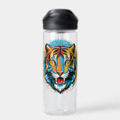 Tiger Head Rainbow colors paint stains Waterfles (Achterkant)