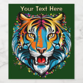 Tiger Head Rainbow colors paint stains Wijn Etiket (Enkel label)