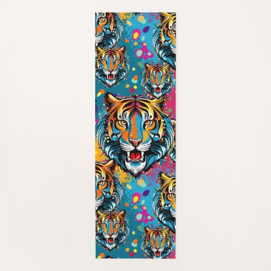 Tiger Head Rainbow colors paint stains Yogamat (Voorkant)