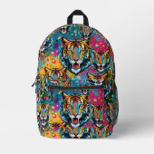 Tiger Head Rainbow kleuren verf vlekken Bedrukte Rugzak (Voorkant)