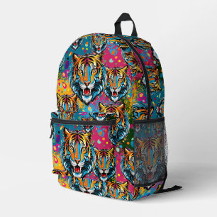 Tiger Head Rainbow kleuren verf vlekken Bedrukte Rugzak