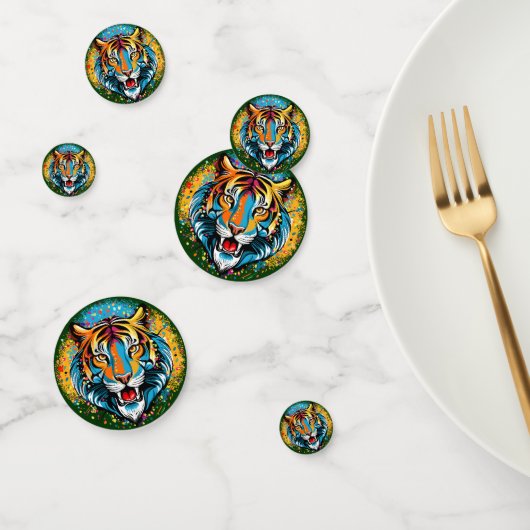 Tiger Head Rainbow kleuren verf vlekken Confetti (Groep)