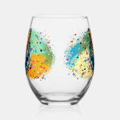 Tiger Head Rainbow kleuren verf vlekken Wijnglas Zonder Voet (Links)