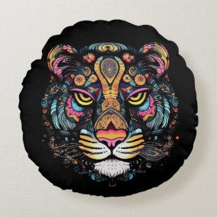 Tiger Head Rond Kussen
