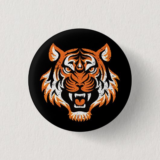 Tiger Head Ronde Button 3,2 Cm (Voorkant)