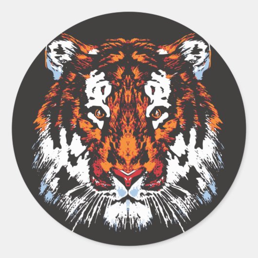 Tiger Head Ronde Sticker (Voorkant)