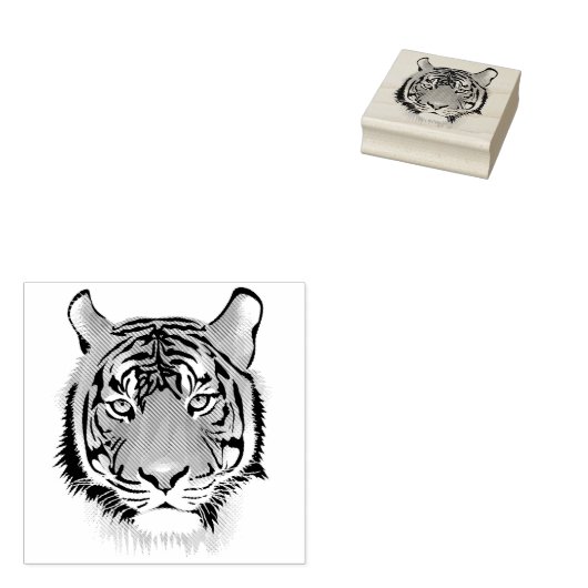 Tiger Head Rubberstempel (Gestempeld)