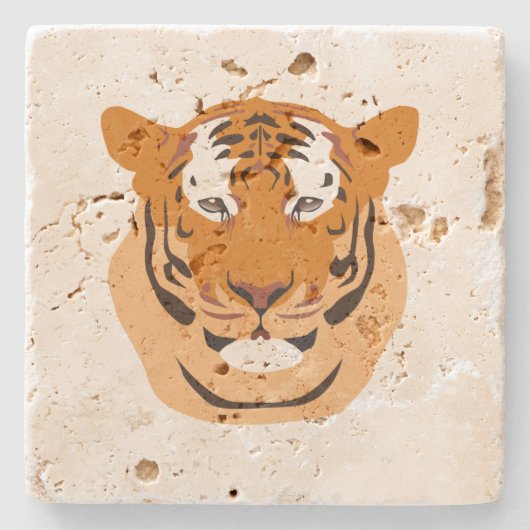 Tiger Head Stenen Onderzetter (Voorkant)