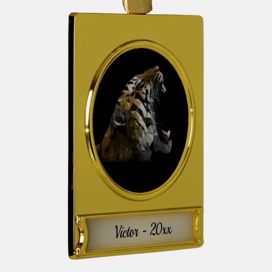 Tiger Head Verguld Banner Ornament (Rechts)